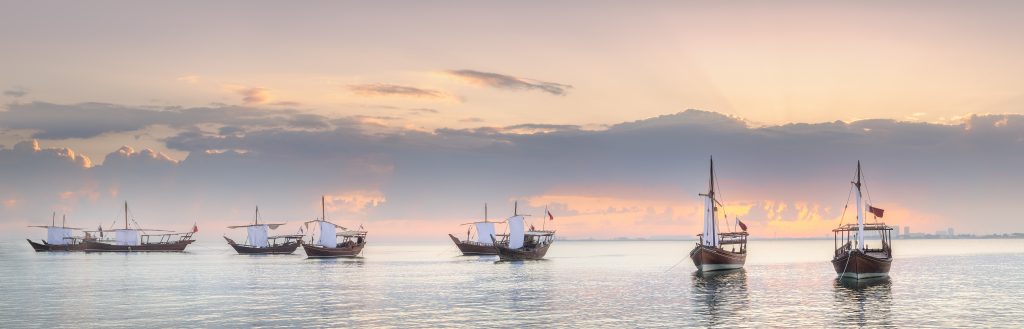 Traditional Arabic Dhow Doha harbour Qatar