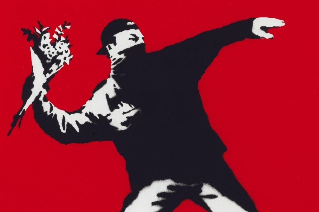Bansky, Love Is In The Air (Flower Thrower), 2003, Collezione privata