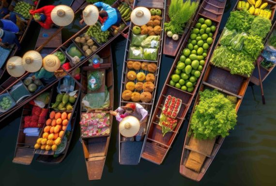 Bangkok thailandia mercato galleggiante adobe
